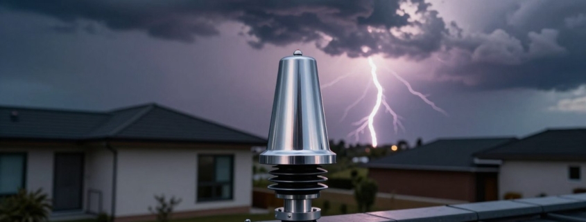 Different types of lightning arresters for buildings showing residential and commercial protection options