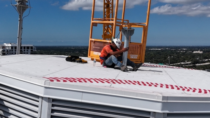 Perimeter lightning protection masts installed at Tropicana Field stadium