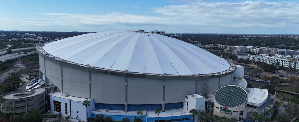 Perimeter lightning protection masts installed at Tropicana Field stadium