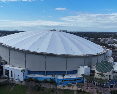 Perimeter lightning protection masts installed at Tropicana Field stadium
