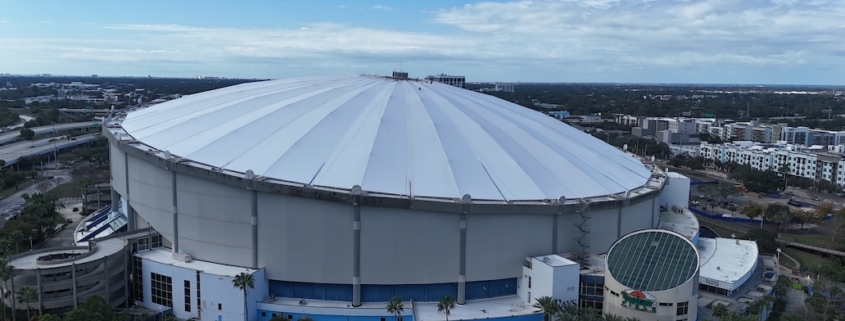 Perimeter lightning protection masts installed at Tropicana Field stadium