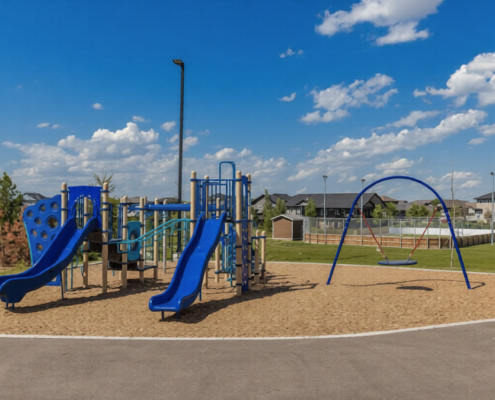 Outdoor lightning protection system on a public park pavilion shelter