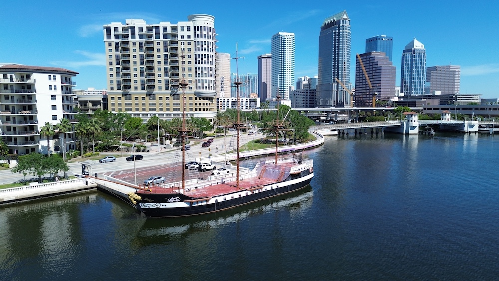 Port Tampa Bay waterfront industrial site with lightning protection air terminals installed 