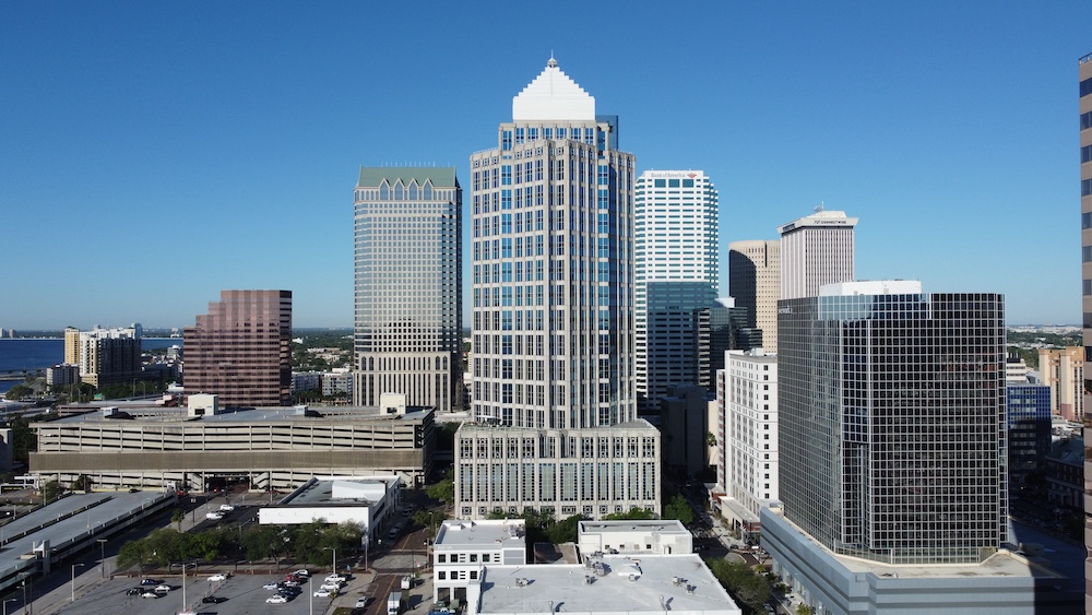 Commercial lightning protection system installed on a Tampa building