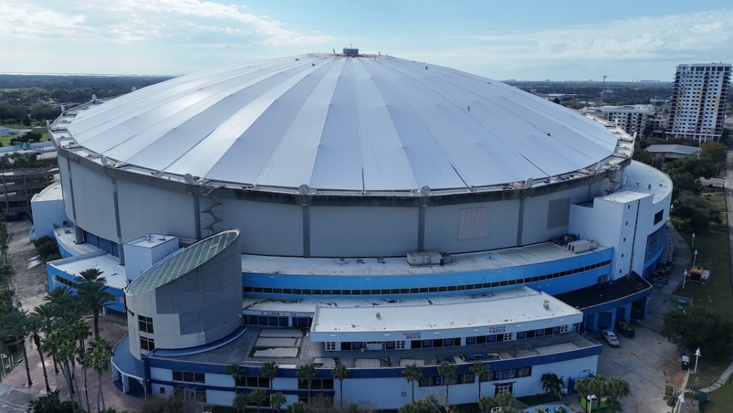 lightning detection system display at a Florida sports venue showing strike mapping and warning alerts